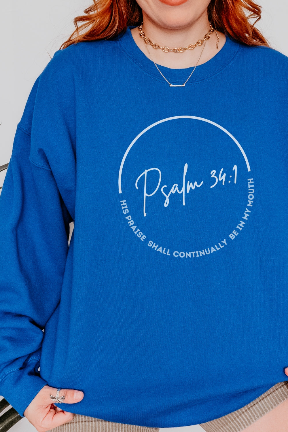 Blue Psalm 34 sweatshirt