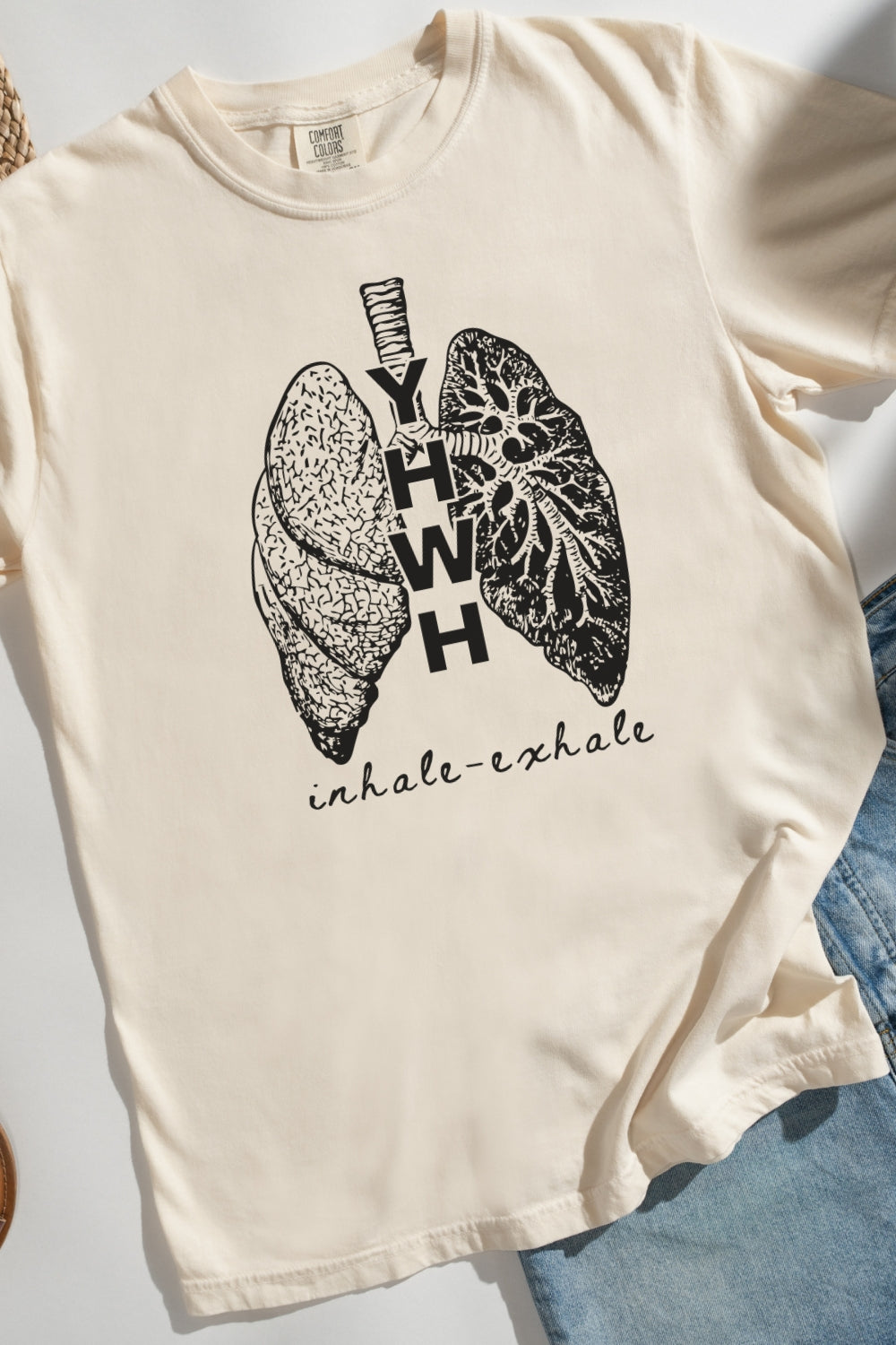 YHWH Inhale Exhale Comfort Colors T-Shirt - Ivory