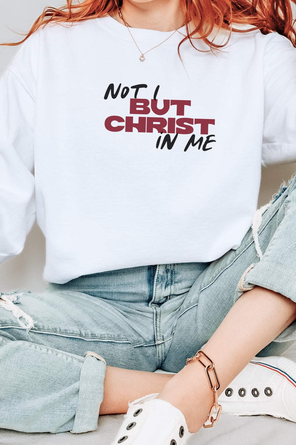 Not I But Christ in Me Premium Sweatshirt