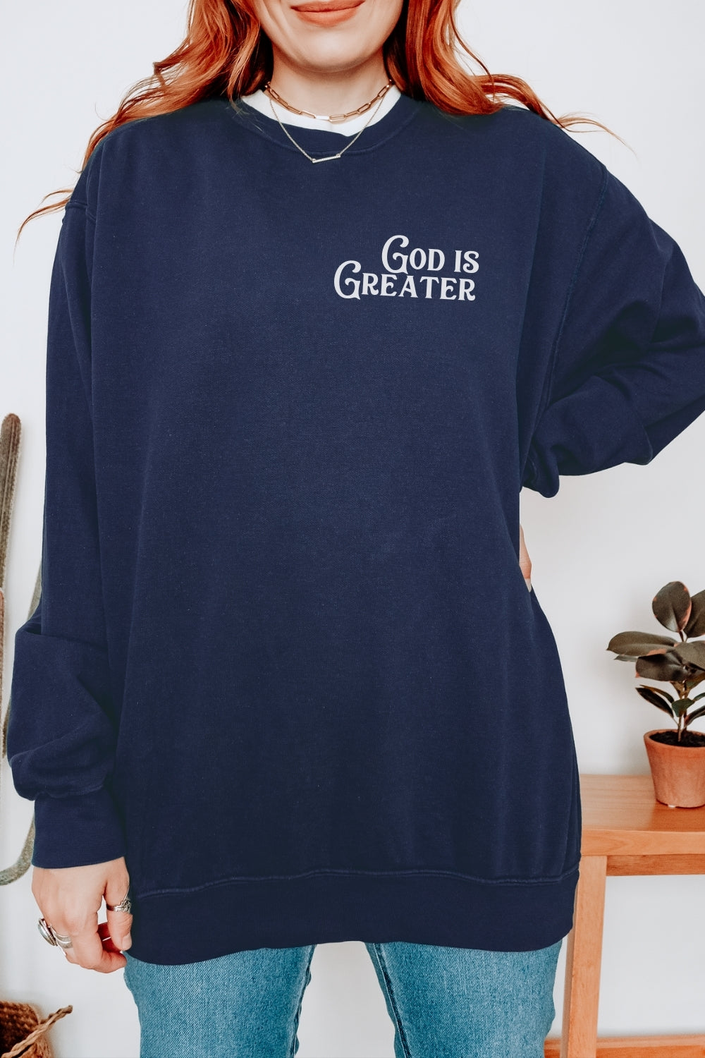 God is Greater Than the Giants You Face Premium Sweatshirt