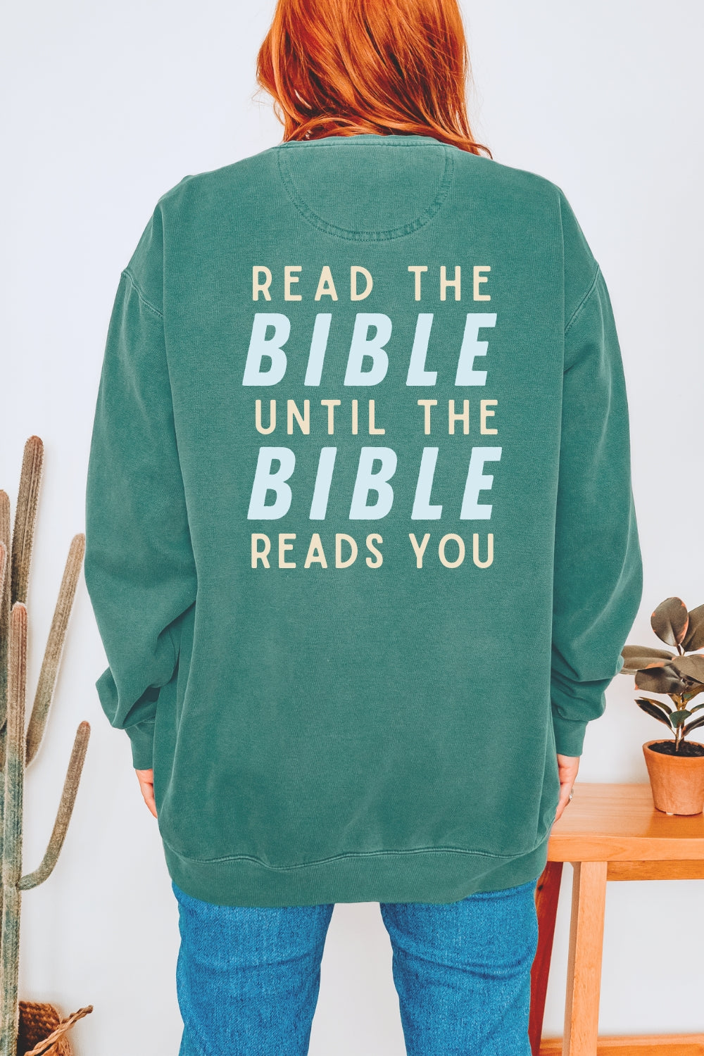 Read the Bible sweater Blue Spruce