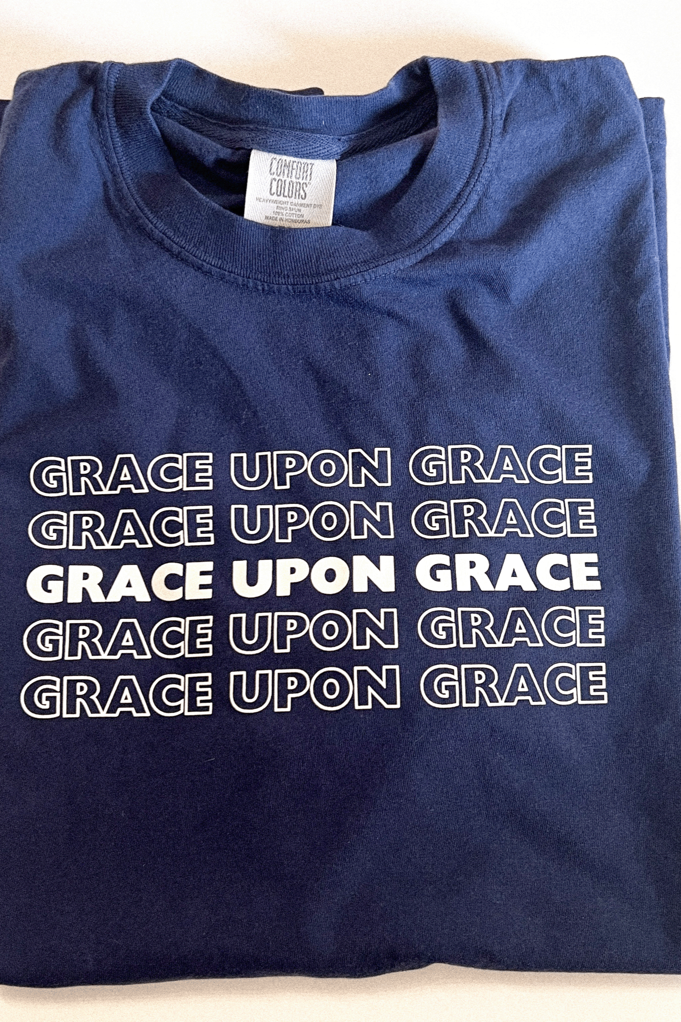 Grace Upon Grace Comfort Colors True Navy T-Shirt