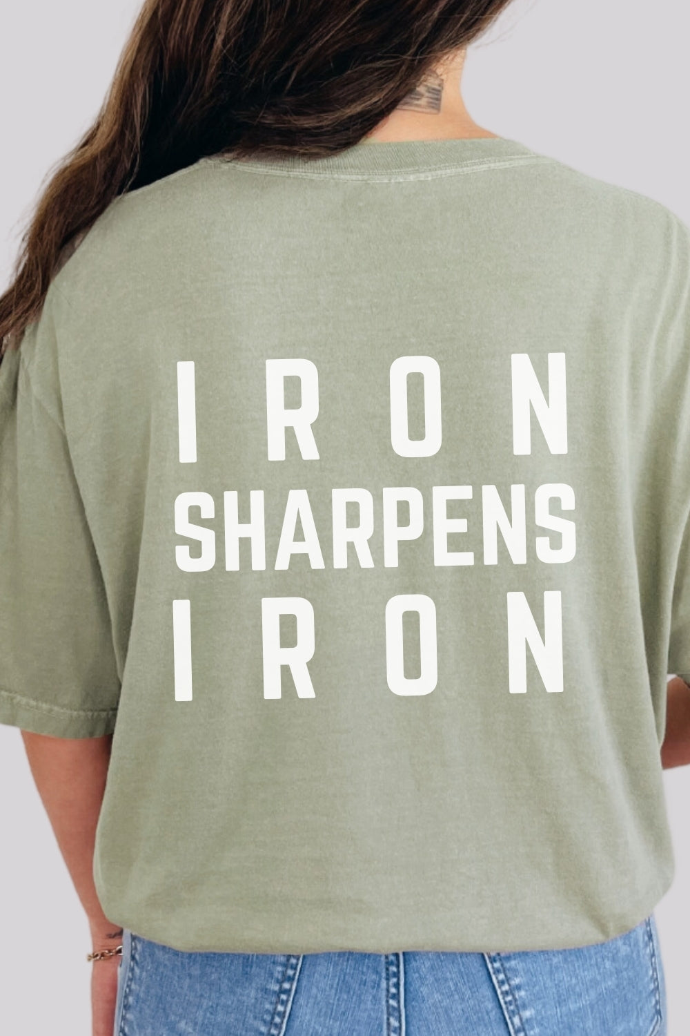 Iron Sharpens Iron Comfort Colors Khaki T-Shirt Woman