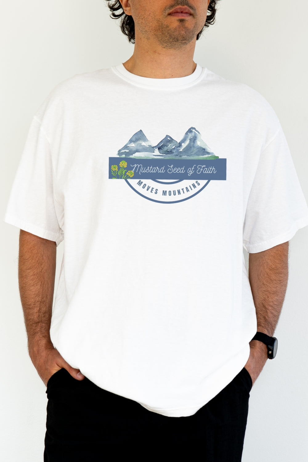 Mustard Seed of Faith Moves Mountains Comfort Colors T-Shirt Male