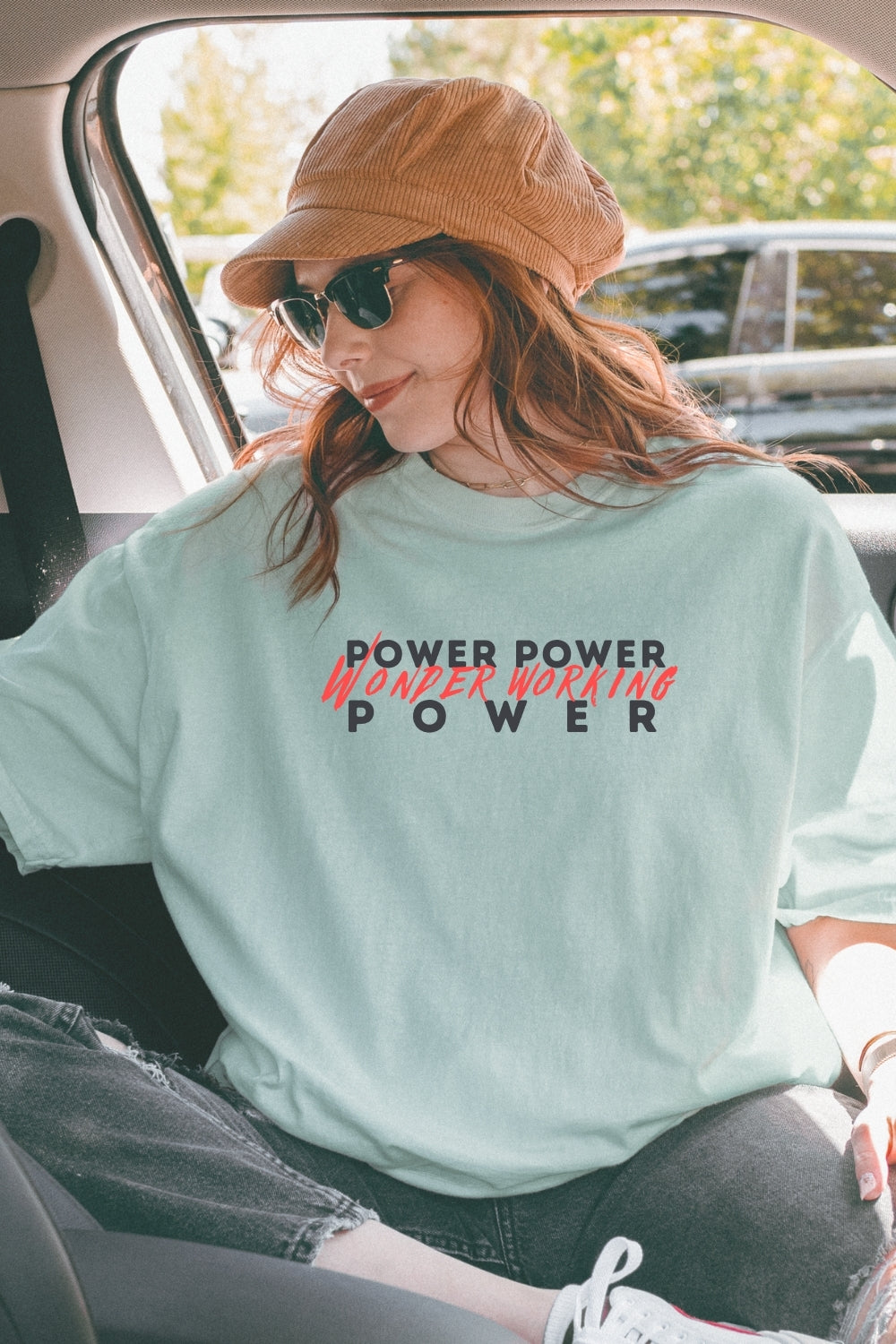 Power Power Wonder Working Power Comfort Colors Bay T-Shirt Car