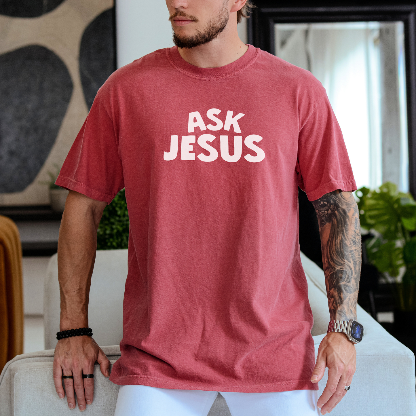 Ask God Comfort Colors Crimson Tee