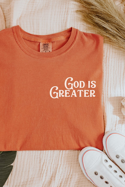 God is Greater Than the Giants You Face Comfort Colors Tee