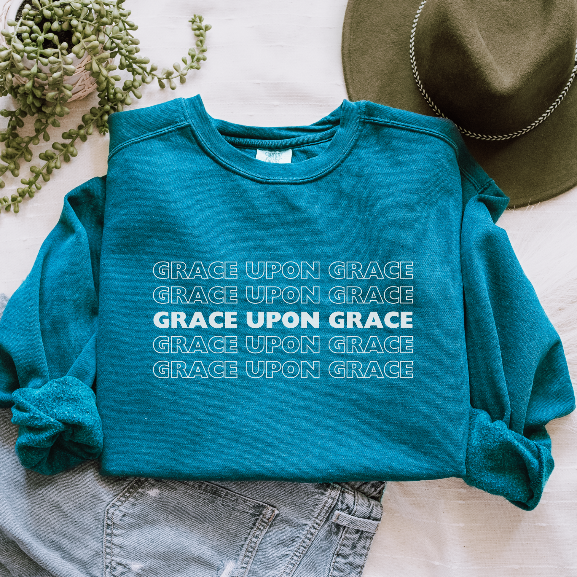 Grace Upon Grace Christian Sweatshirt Comfort Colors