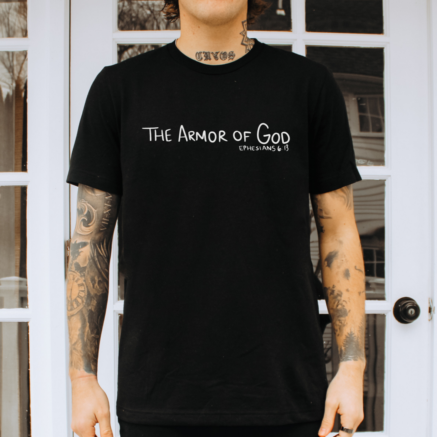 Armor of God Comfort Colors Black T-Shirt Front