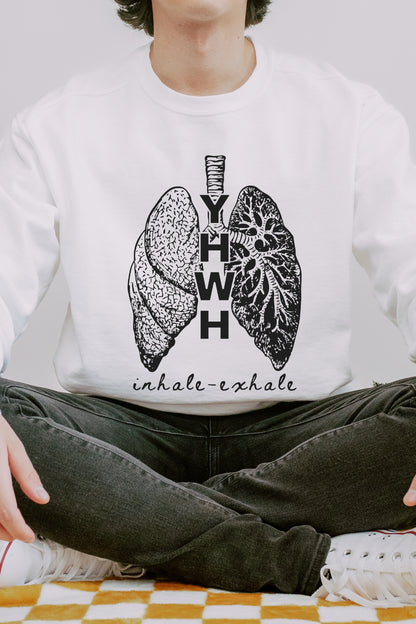 YHWH Inhale Exhale Premium Sweatshirt - White