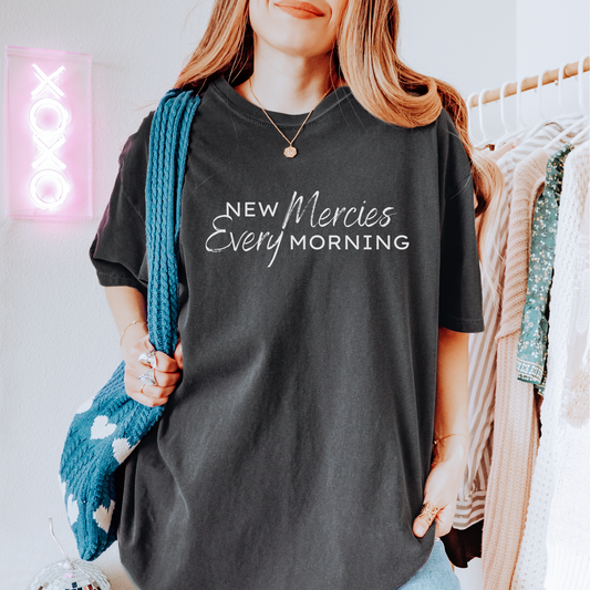 New Mercies Every Morning Comfort Colors Graphite T-Shirt