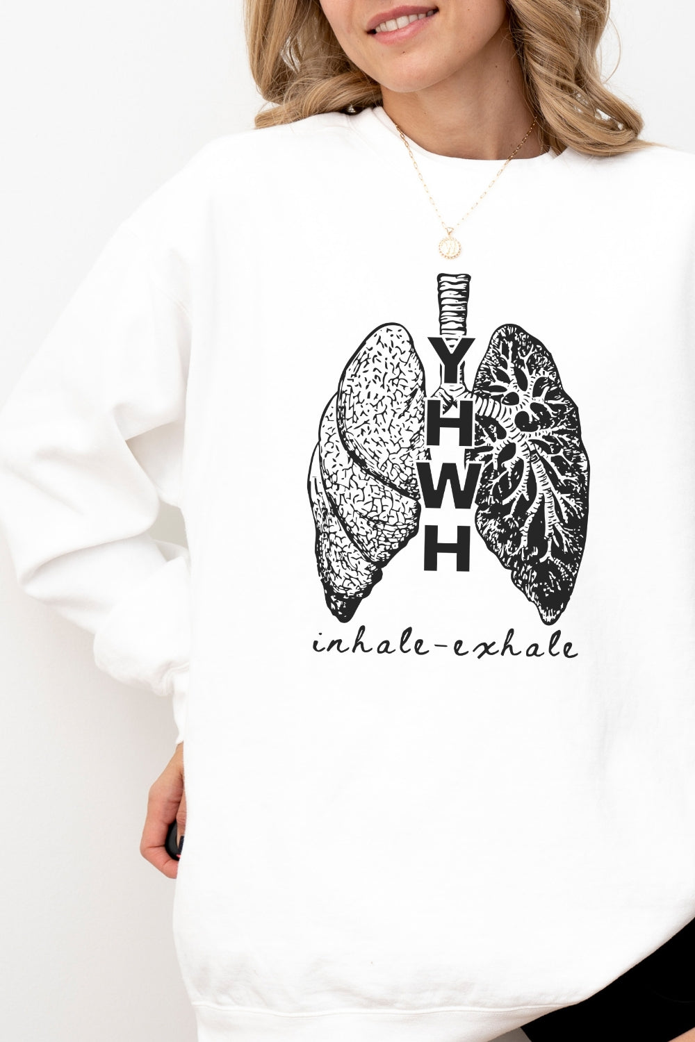 YHWH Inhale Exhale Premium Sweatshirt - White