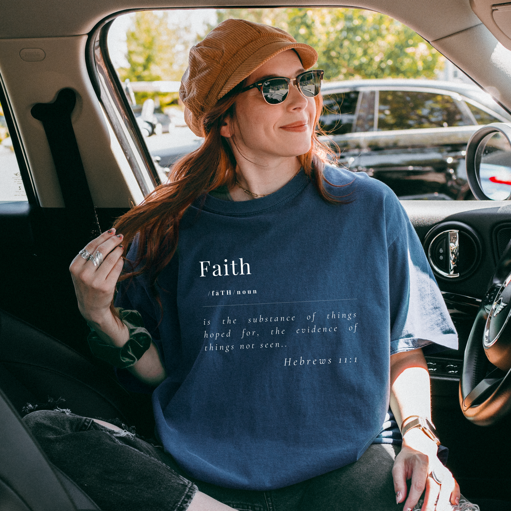 Faith Defined Comfort Colors Midnight T-Shirt Car