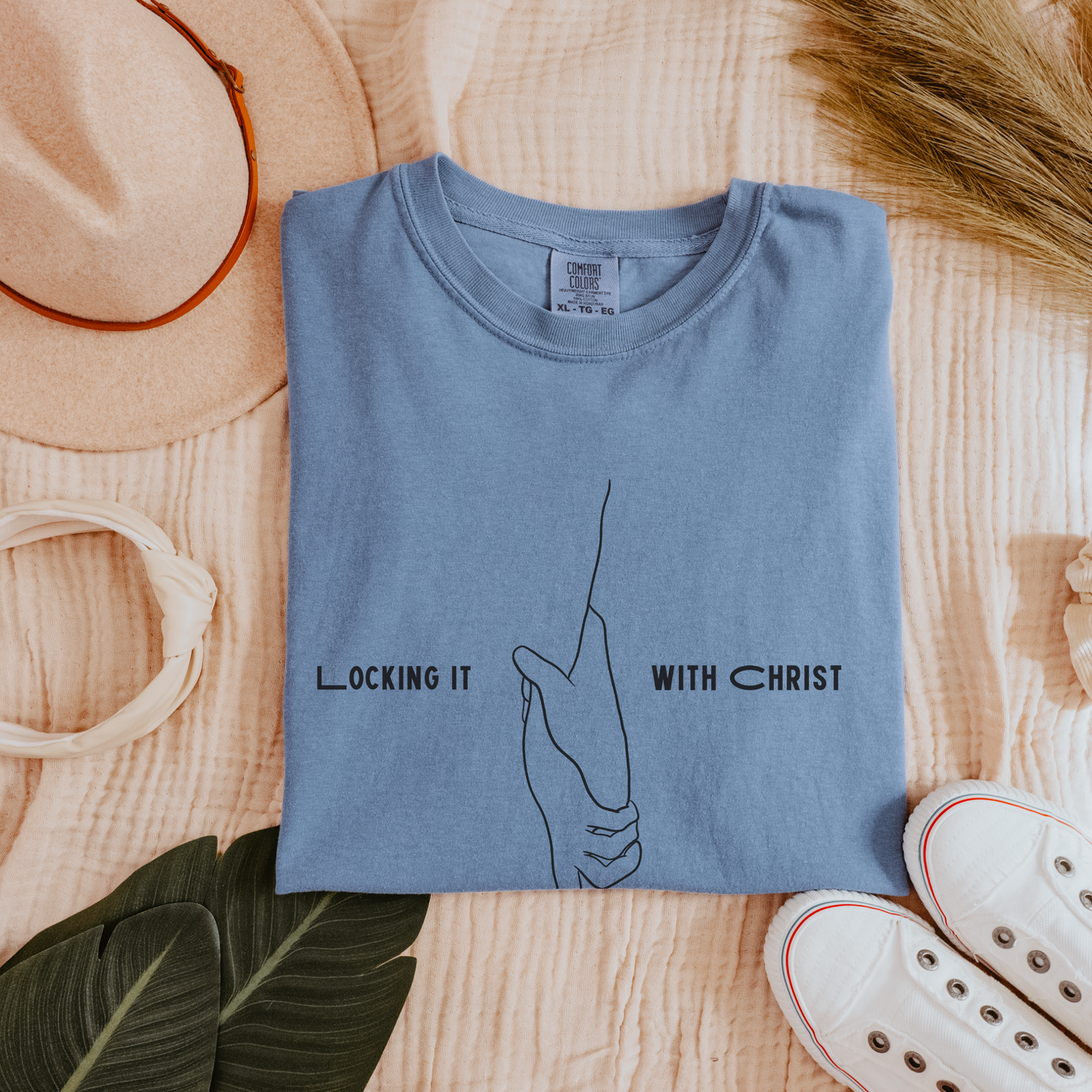 Locking it with Christ Comfort Colors T-Shirt Flatlay