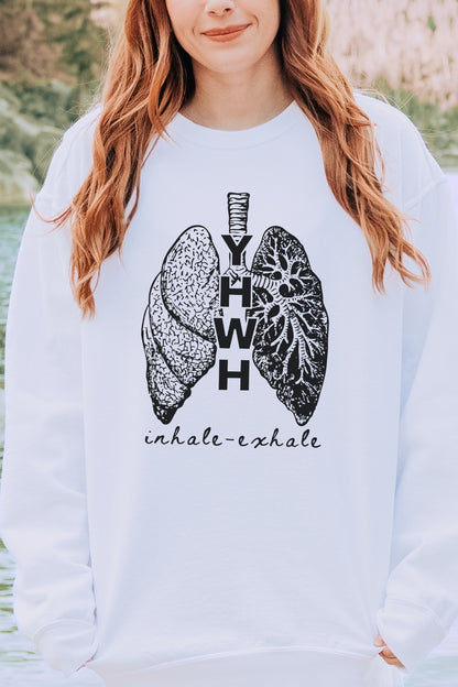 YHWH Inhale Exhale Premium Sweatshirt - White