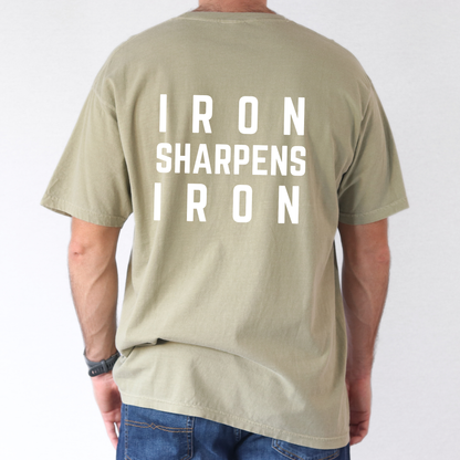 Iron Sharpens Iron Comfort Colors Khaki T-Shirt Back