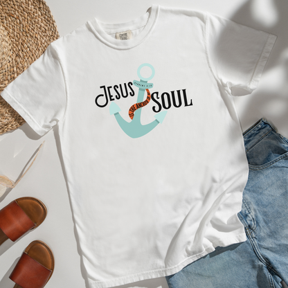 Jesus is the Anchor of My Soul Comfort Colors T-Shirt Flatlay