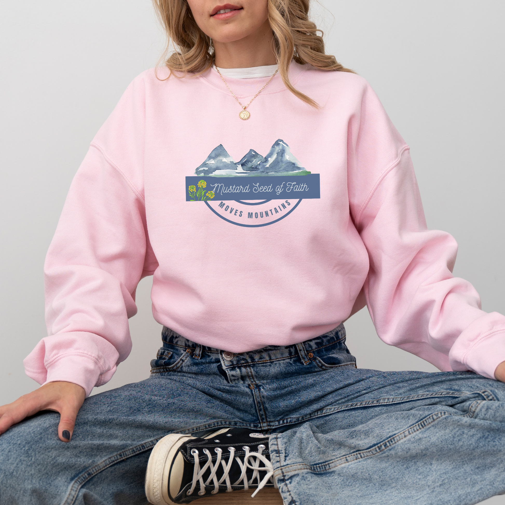 Mustard Seed of Faith Moves Mountains Christian Sweatshirt