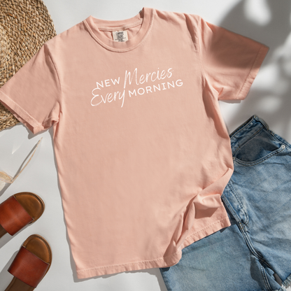 New Mercies Every Morning Comfort Colors T-Shirt - Peachy