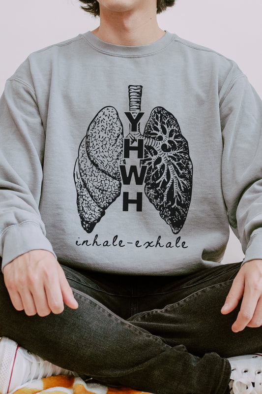 YHWH Inhale Exhale Premium Sweatshirt - Gray