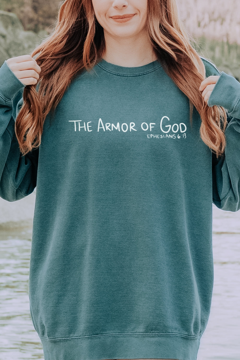 Armor of God Christian Premium Sweatshirt - Blue Spruce