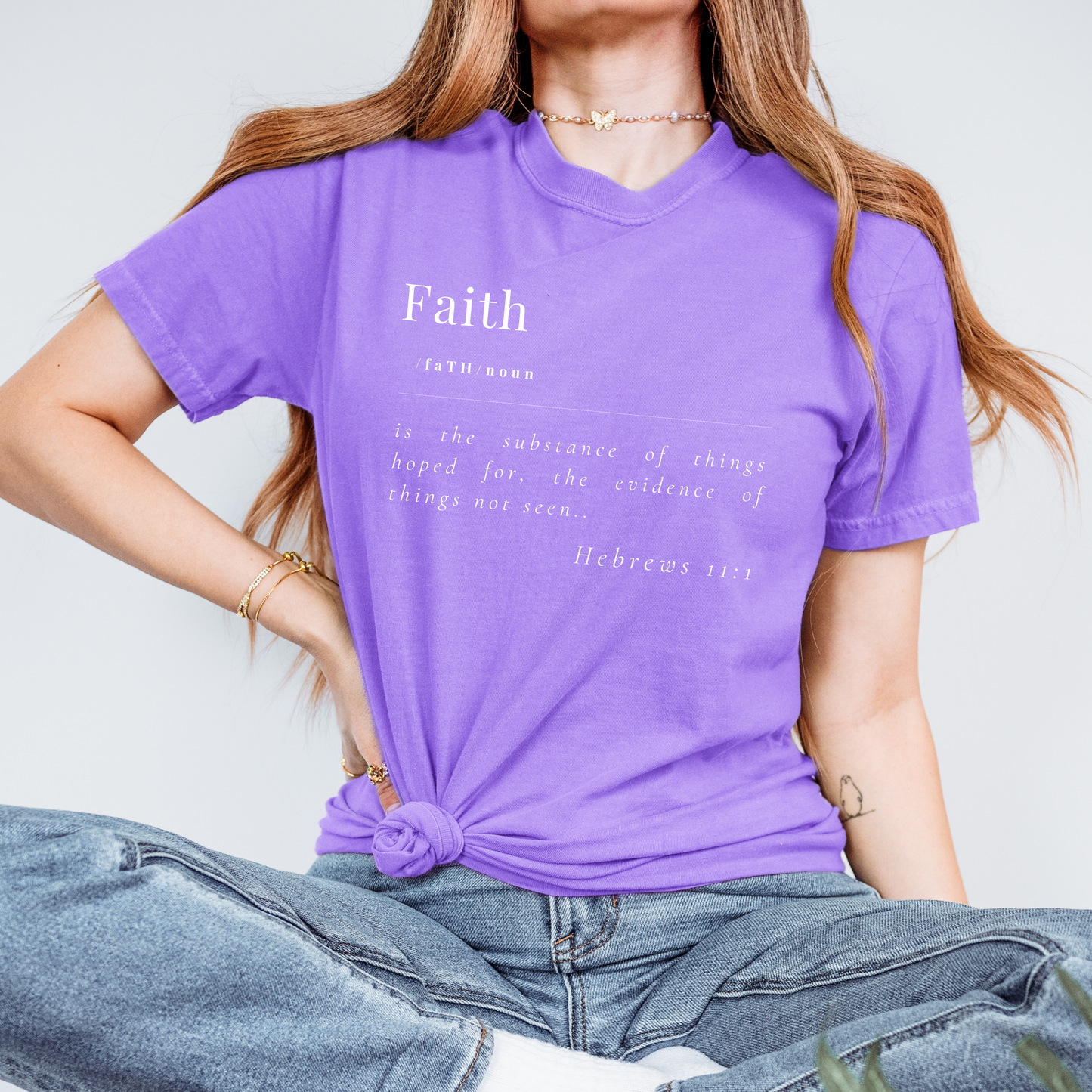 Faith Defined Comfort Colors Violet T-Shirt