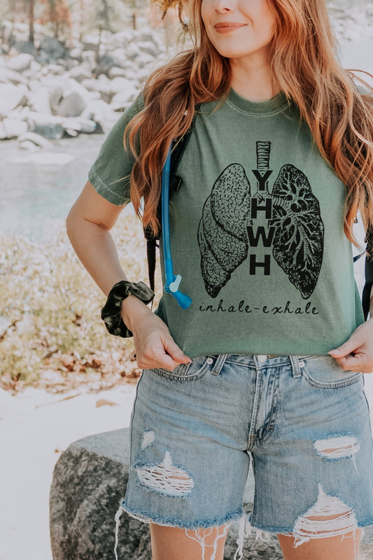 YHWH Inhale Exhale Comfort Colors T-Shirt - Moss