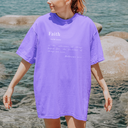 Faith Defined Comfort Colors Violet T-Shirt Beach