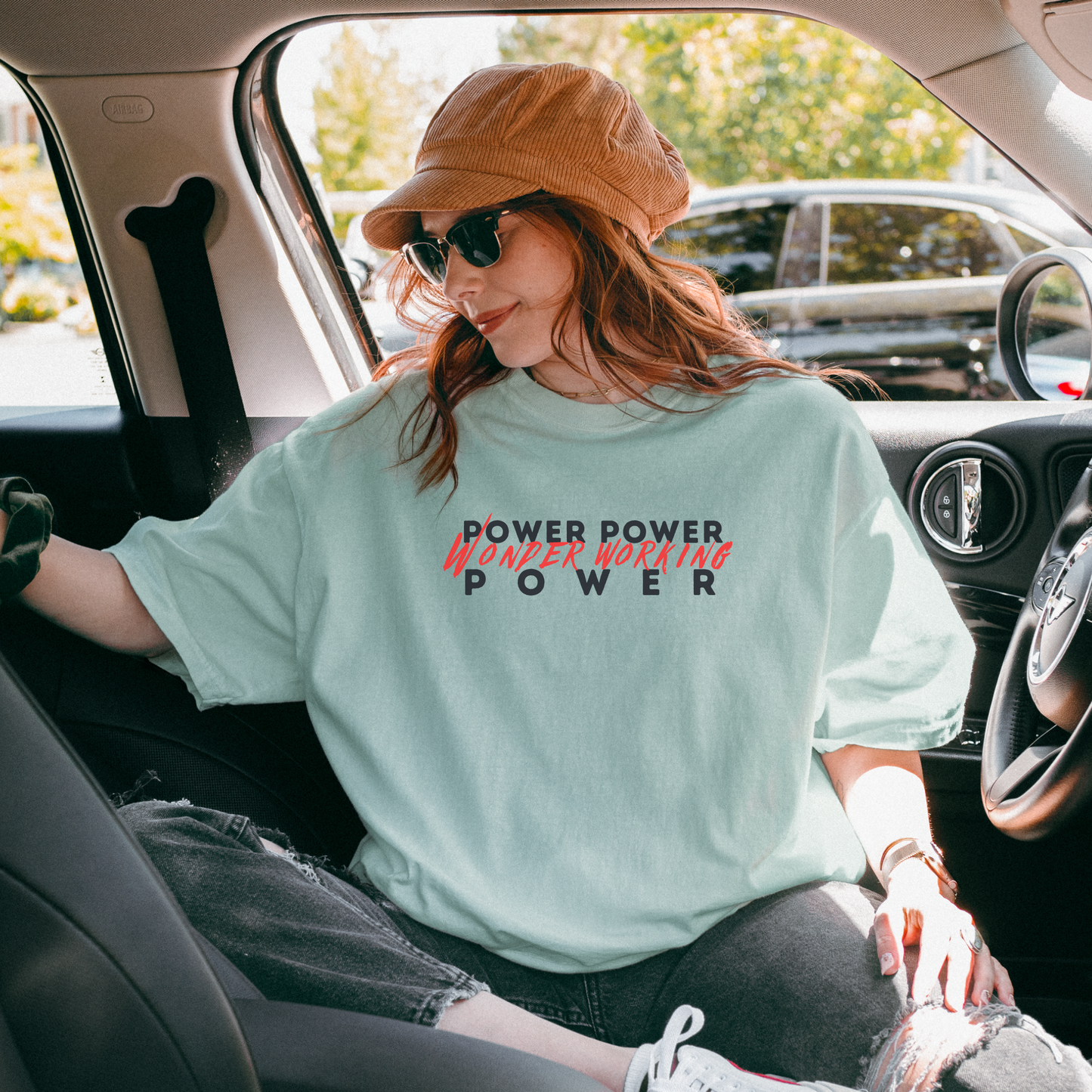 Power Power Wonder Working Power Comfort Colors Bay T-Shirt Car