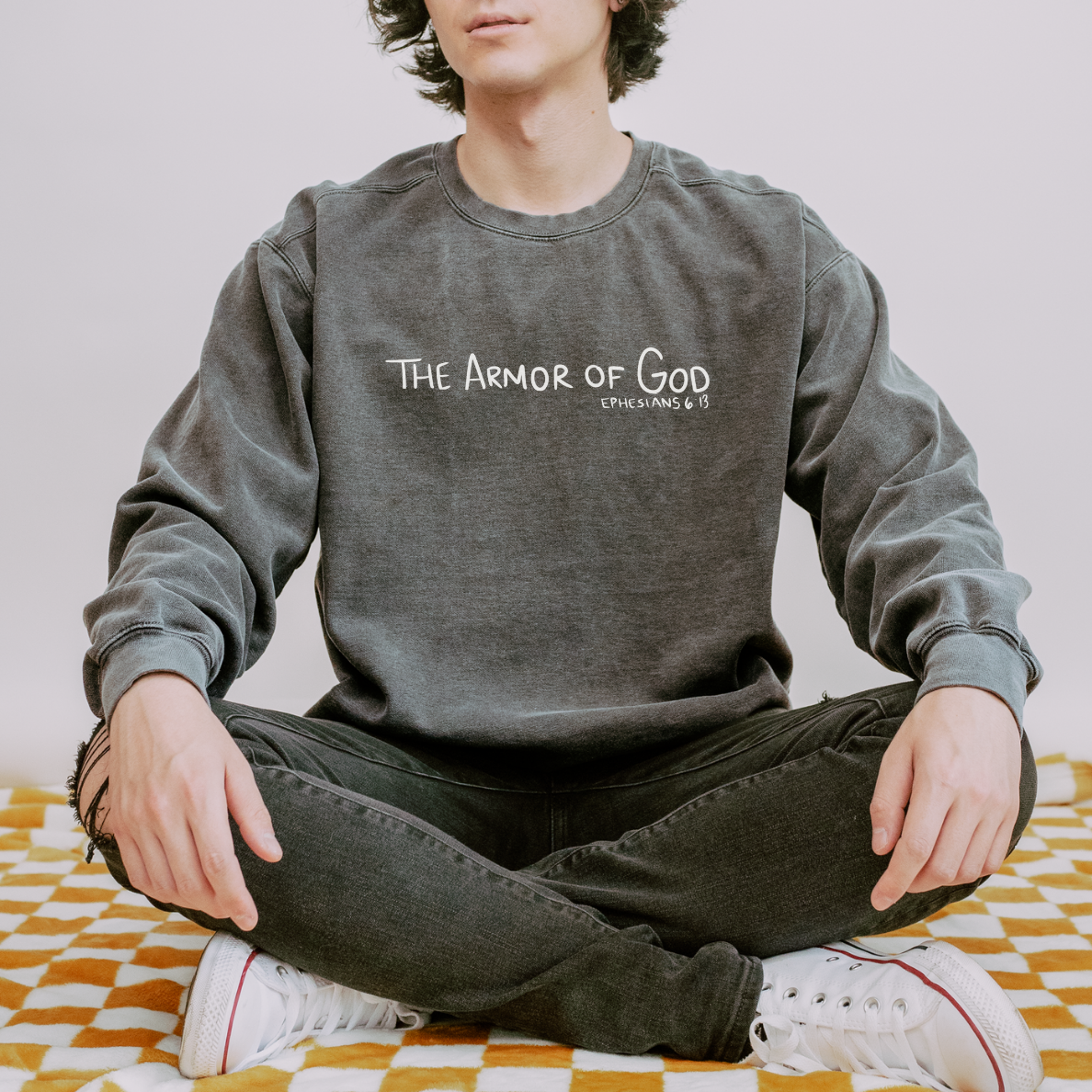 Armor of God Christian Sweatshirt Comfort Colors Pepper