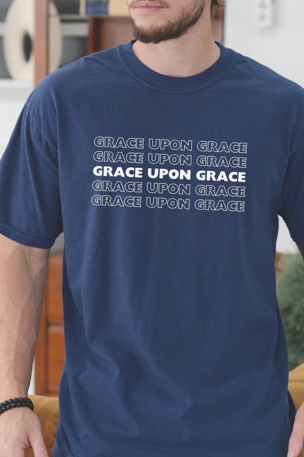 Grace Upon Grace Comfort Colors True Navy T-Shirt Male