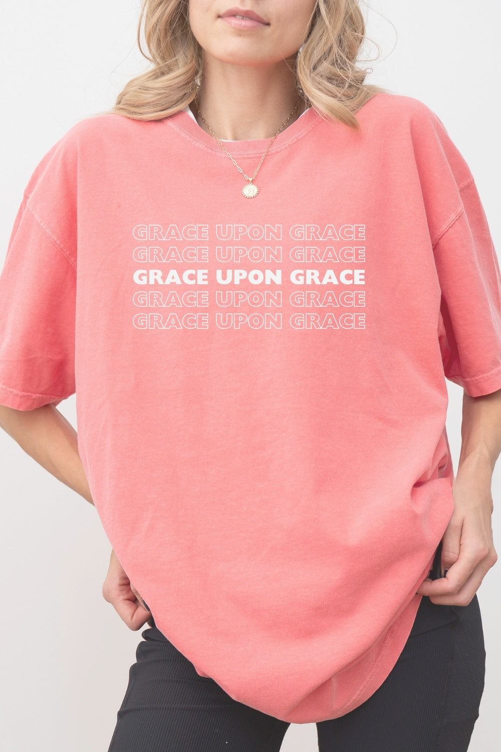 Grace Upon Grace Comfort Colors True Watermelon T-Shirt female