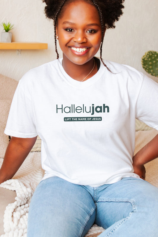 Hallelujah Comfort Colors T-Shirt white green