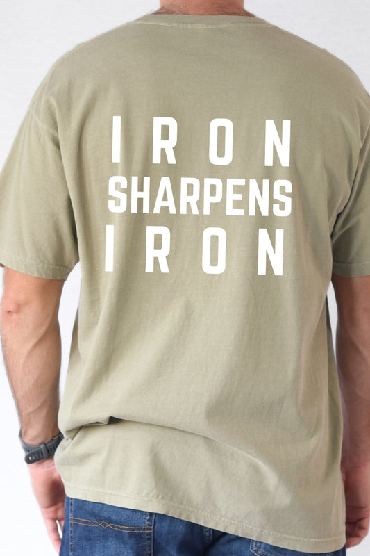 Iron Sharpens Iron Comfort Colors Khaki T-Shirt Back