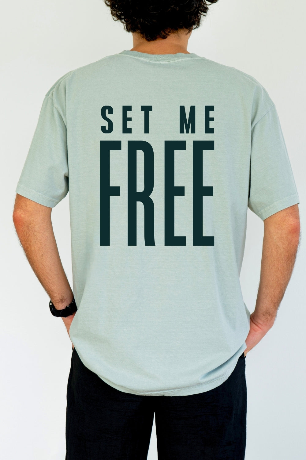 But God Set Me Free - Puff Print- Comfort Colors T-Shirt